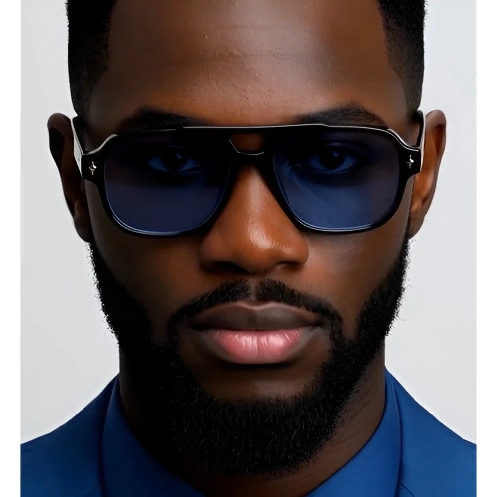 Men Retro Pilot Aviator Style Oversized Square‎ Rectangular Frame Lentes Gafas